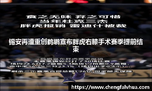 锡安再遭重创鹈鹕宣布胖虎右膝手术赛季提前结束